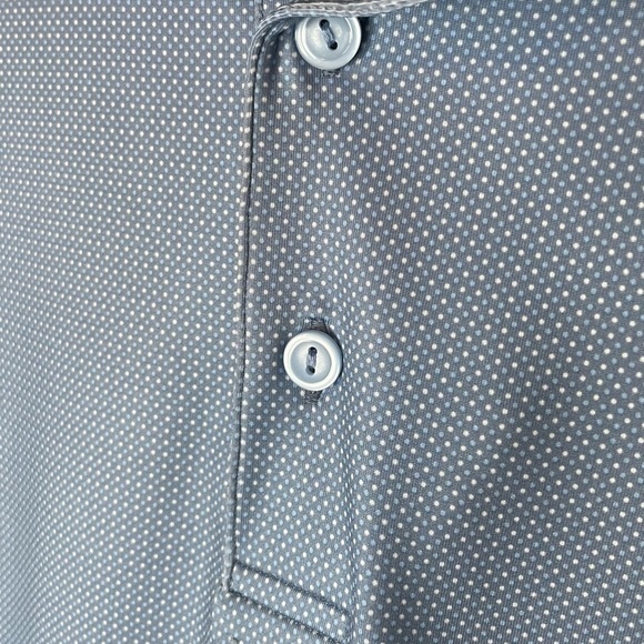 Peter Millar Short Sleeve‎ Light Blue Polo with White Polka Dots Men’s Size XL - Picture 3 of 8